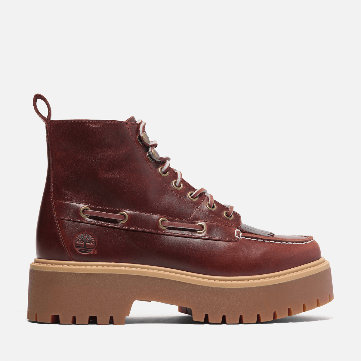 Womens Stone Street Platform Kiltie Boot TBL Root Beer FullGrain HERO