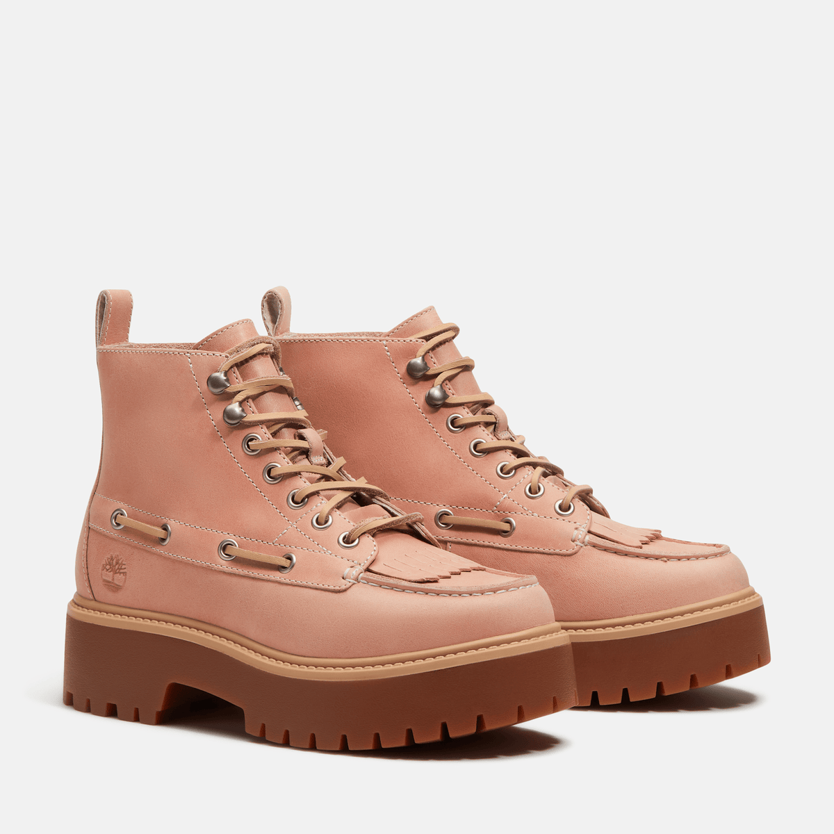 Womens Stone Street Platform Kiltie Boot TBL Light Pink FullGrain ALT4