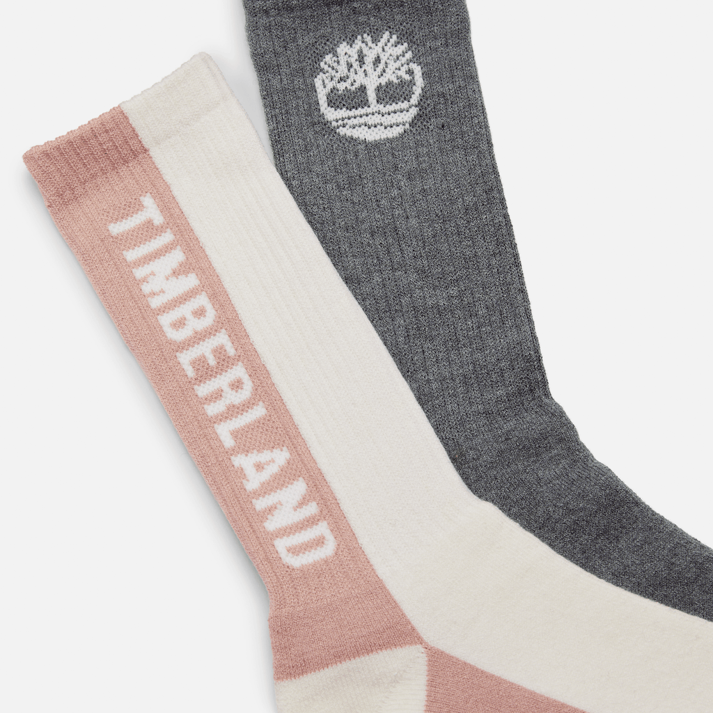 Womens Timberland 2Pack ColorBlock Crew Sock TBL Cameo Rose ALT1