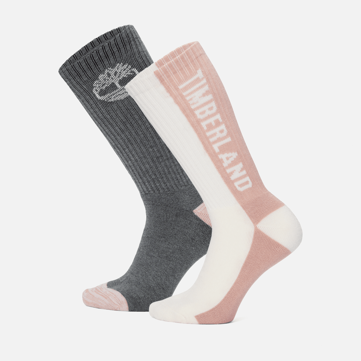 Womens Timberland 2Pack ColorBlock Crew Sock TBL Cameo Rose HERO