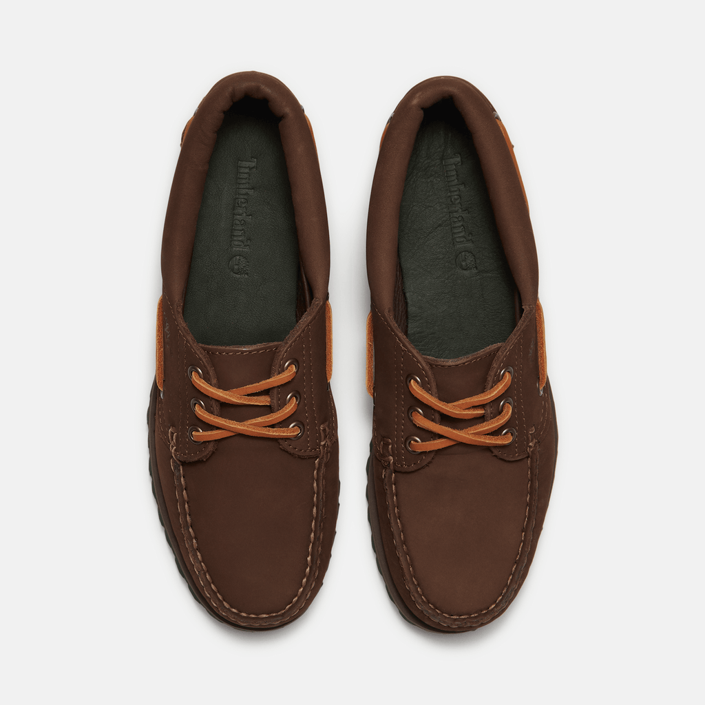 Womens Timberland Authentic 3Eye Boat Shoe TBL Dark Brown Nubuck ALT2