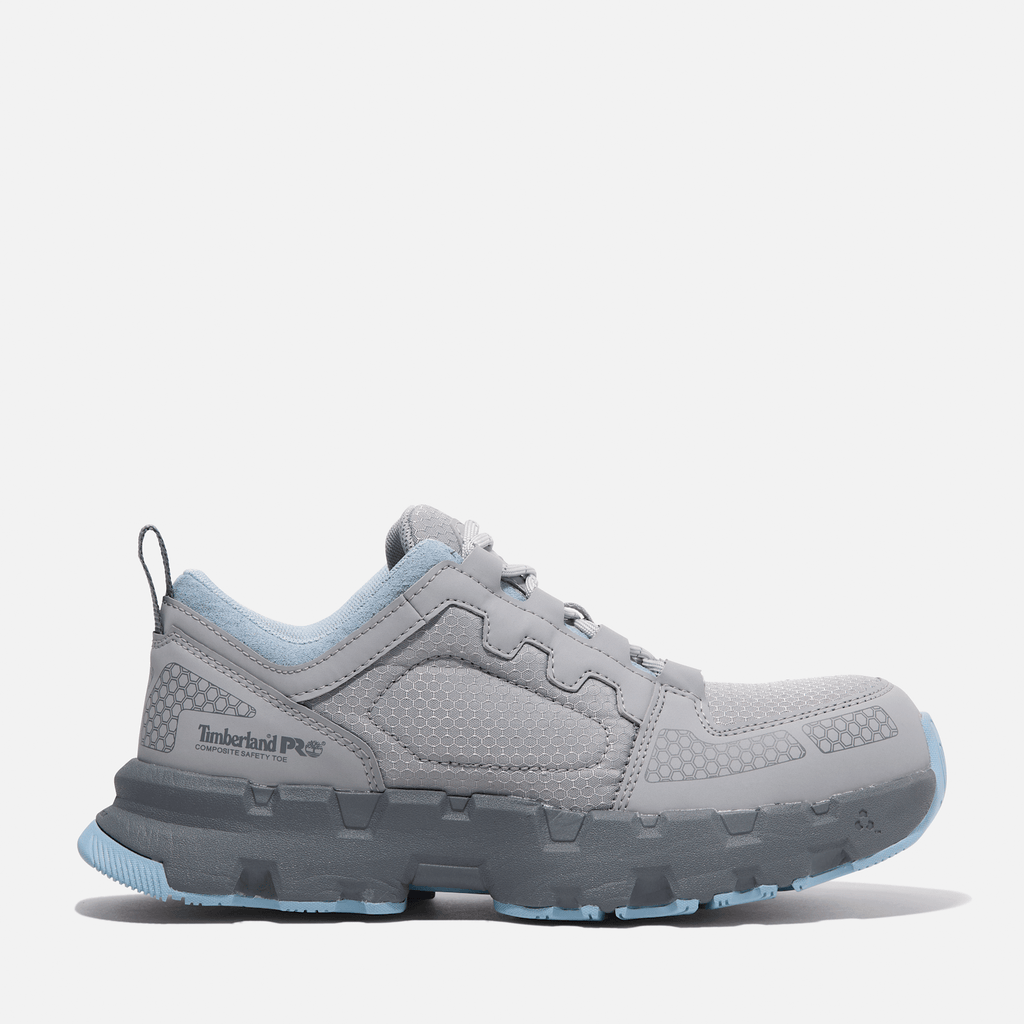 Womens Timberland PRO Powertrain EV Composite Toe Work Sneaker TBL GreyBlue HERO