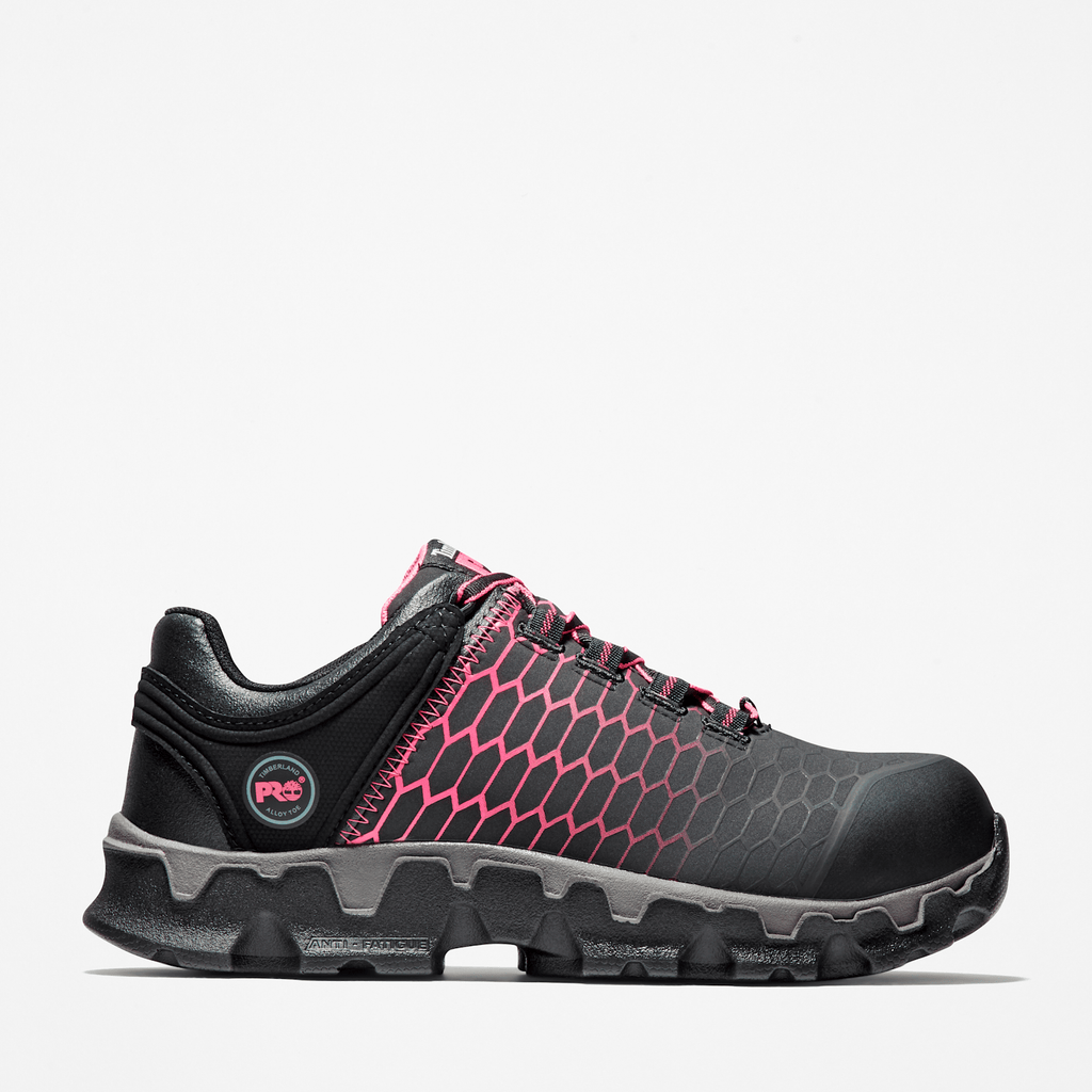 Womens Timberland PRO Powertrain Sport Alloy Toe Work Sneaker TBL BlackPink HERO