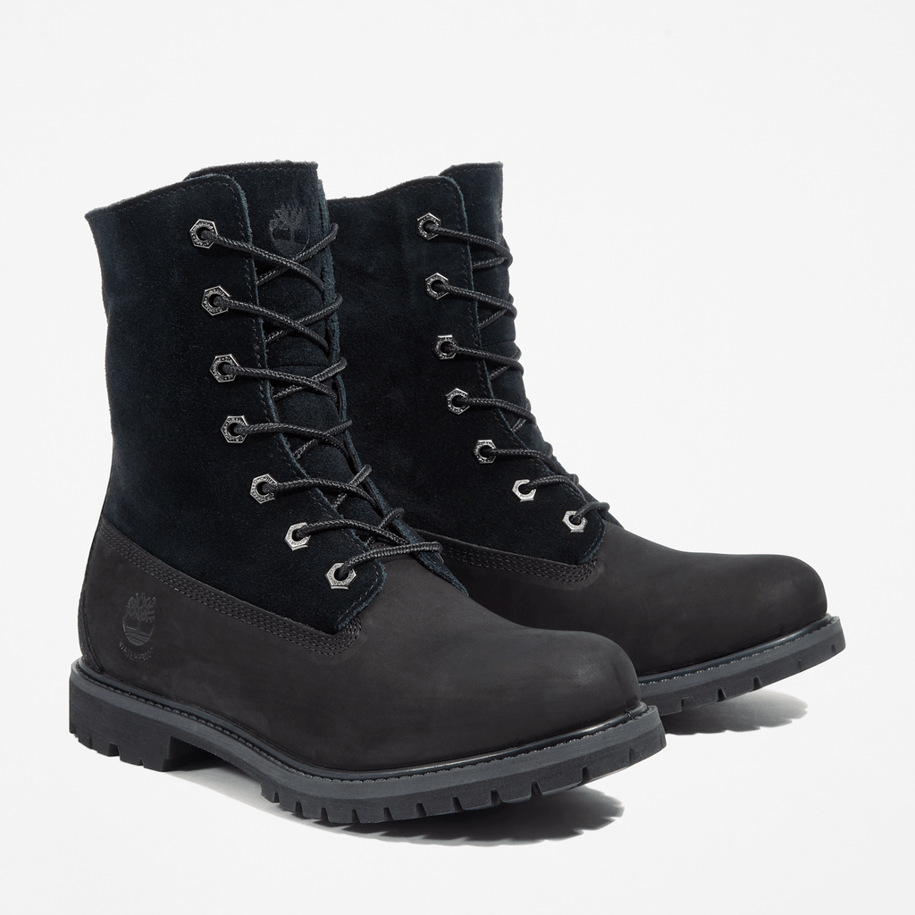 Womens Timberland WarmLined Waterproof RollTop Boot TBL Black Nubuck ALT4