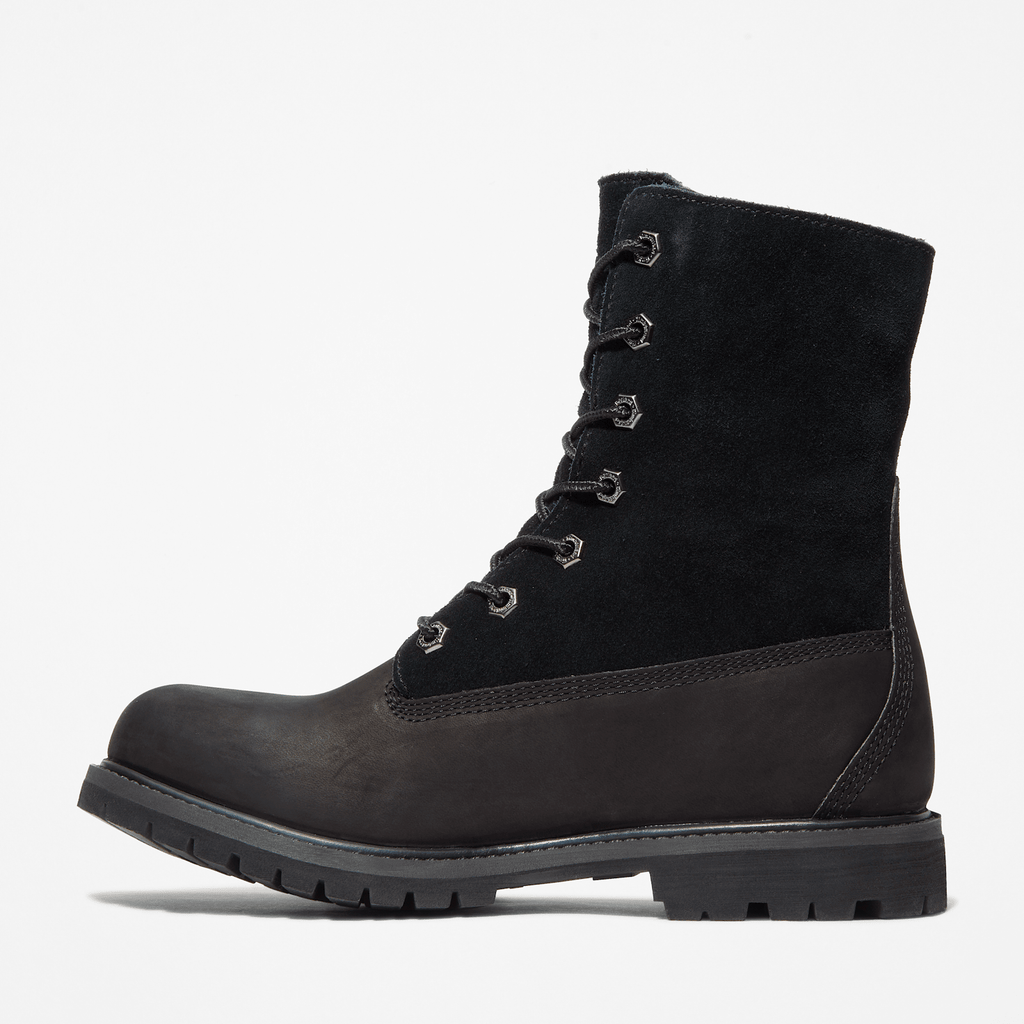 Womens Timberland WarmLined Waterproof RollTop Boot TBL Black Nubuck ALT6