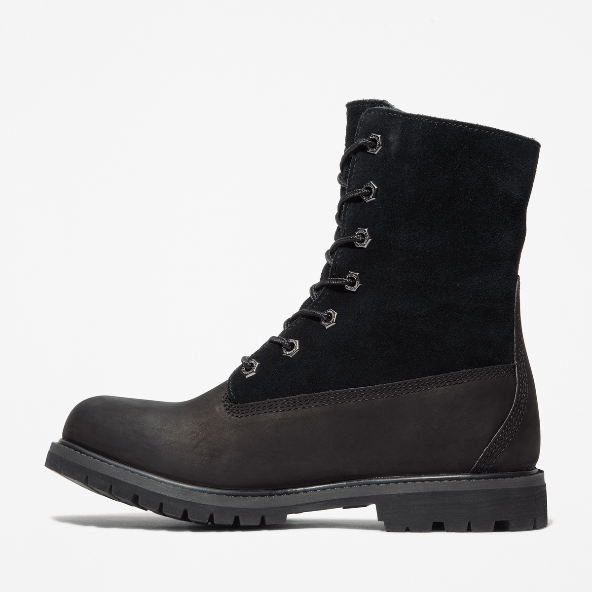 Womens Timberland WarmLined Waterproof RollTop Boot TBL Black Nubuck ALT6