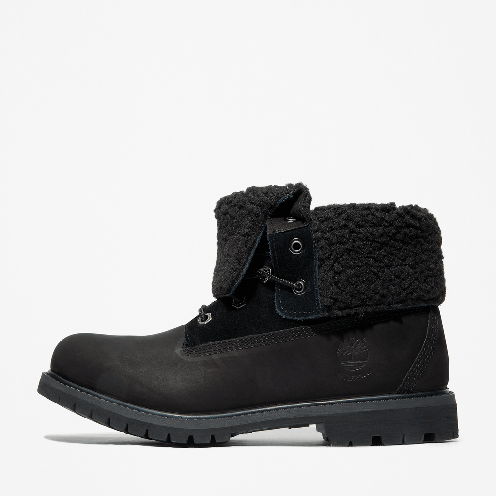 Womens Timberland WarmLined Waterproof RollTop Boot TBL Black Nubuck ALT8