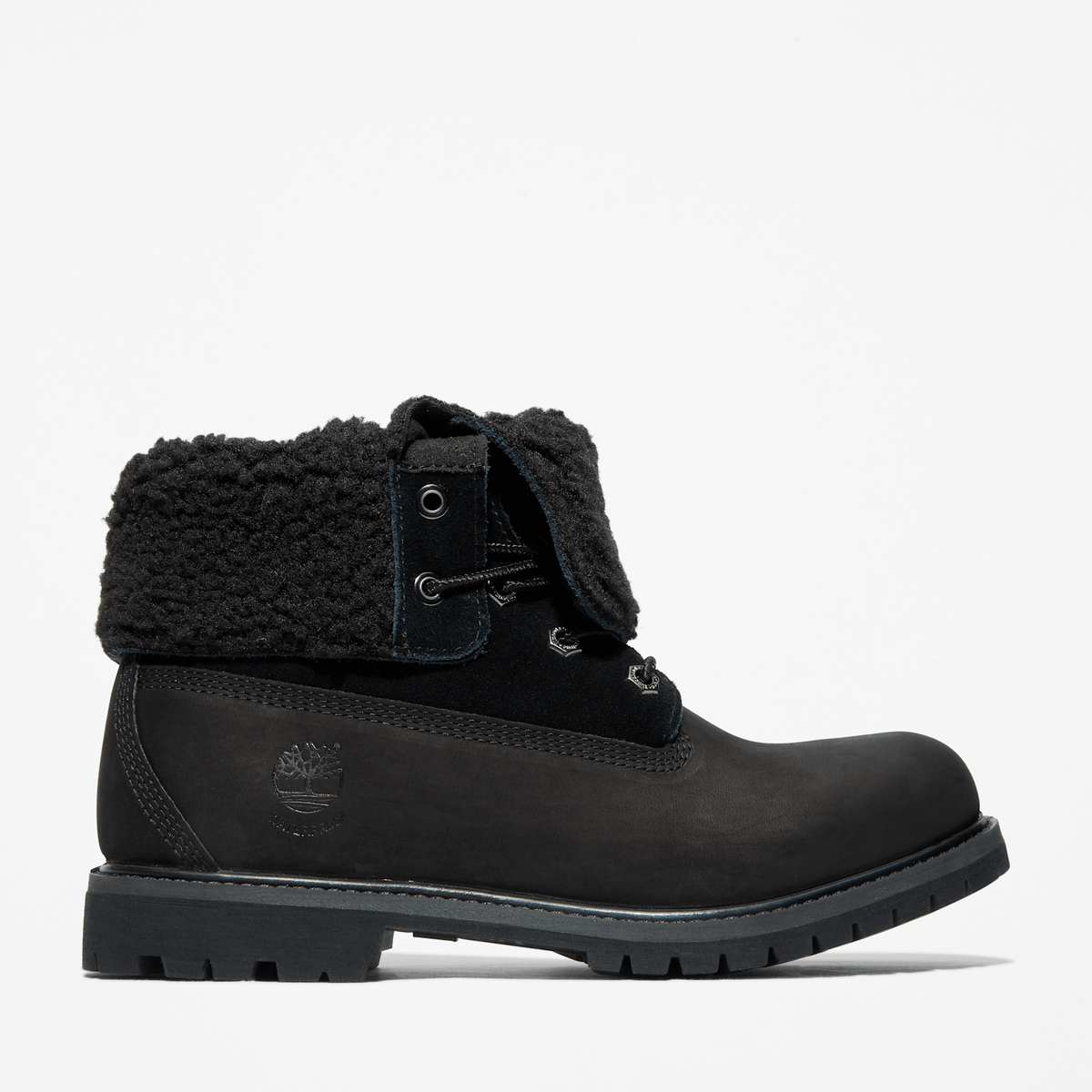 Womens Timberland WarmLined Waterproof RollTop Boot TBL Black Nubuck HERO