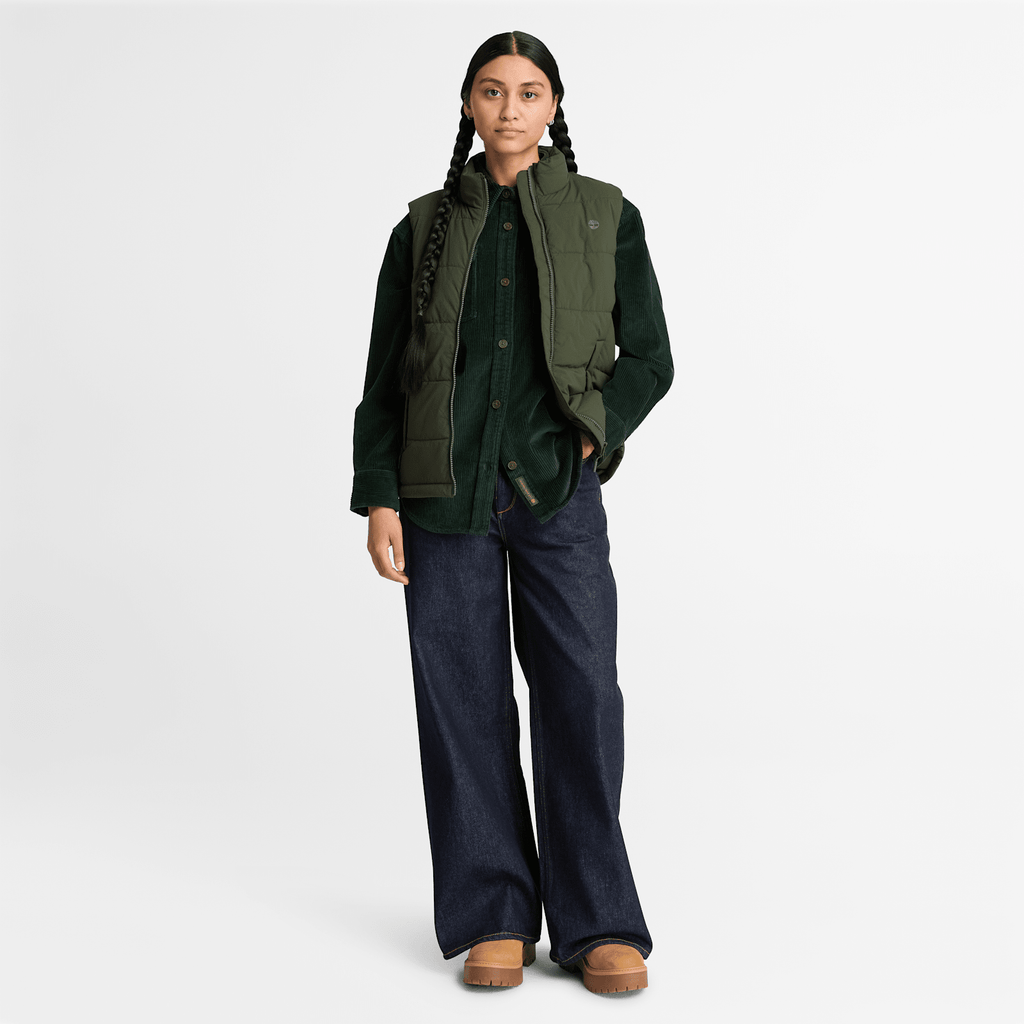 Womens Water Repellent Puffer Vest TBL Dark Green ALT2