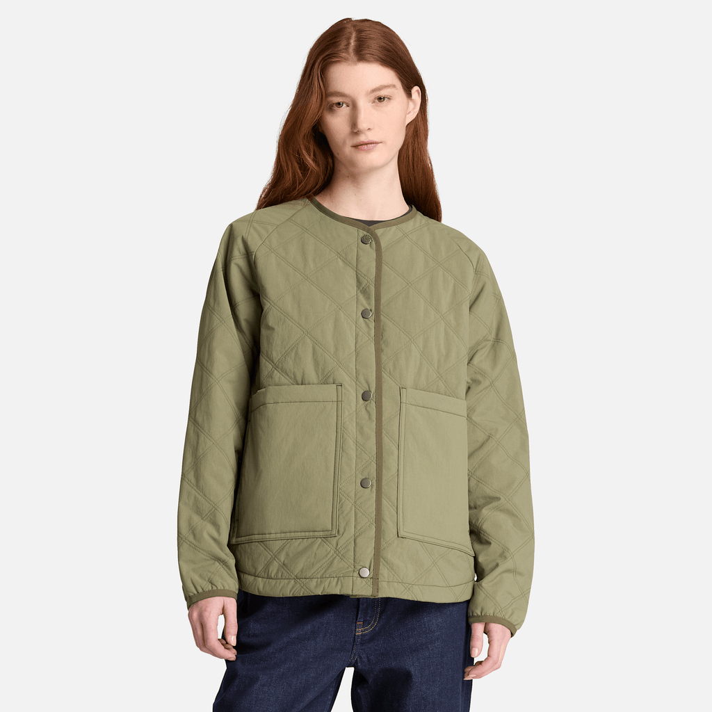 Womens Water Repellent Quilted Jacket TBL Deep Lichen Green ALT1