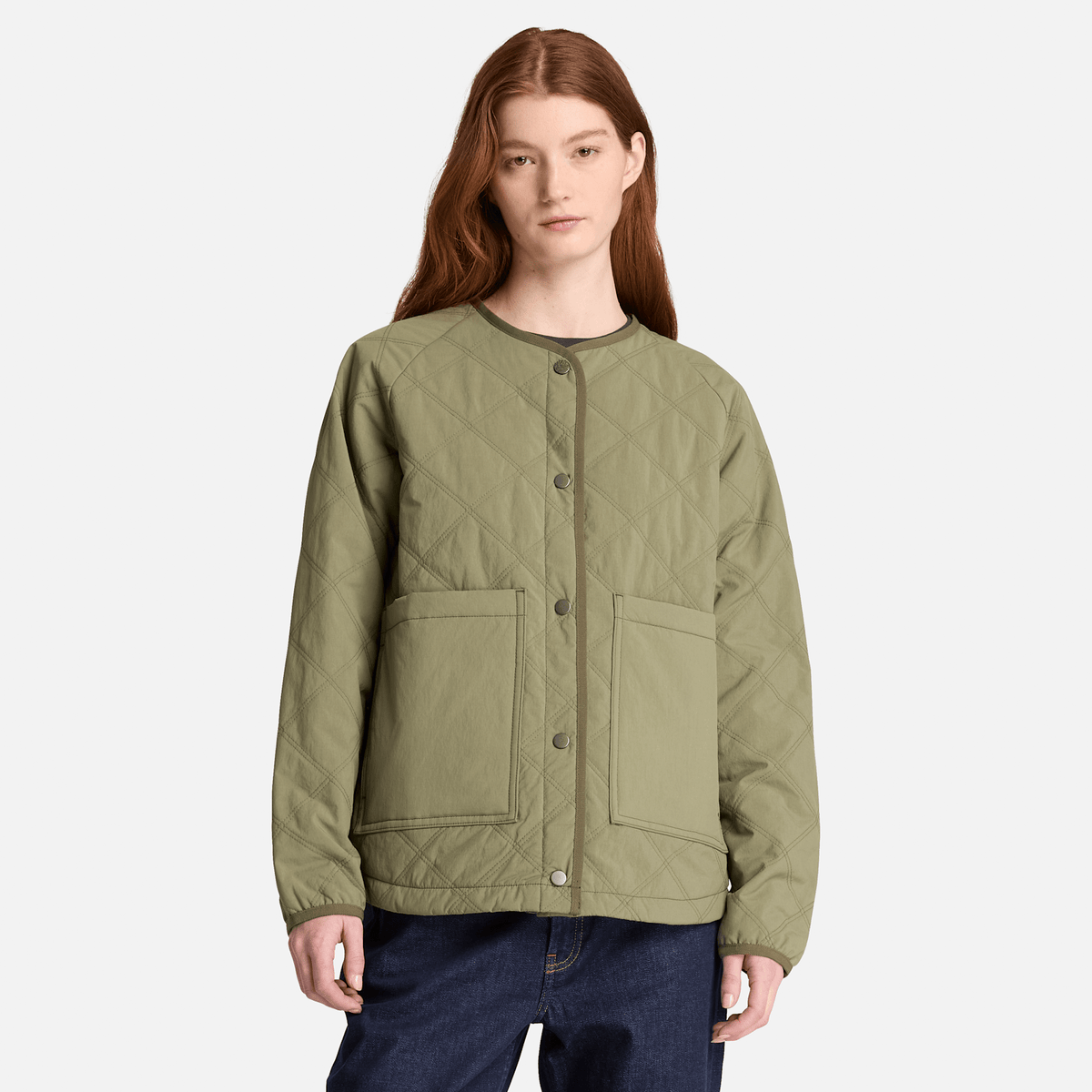 Womens Water Repellent Quilted Jacket TBL Deep Lichen Green ALT1
