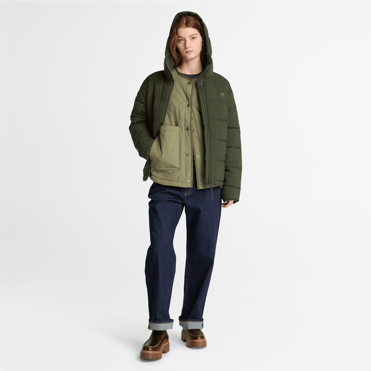 Womens Water Repellent Quilted Jacket TBL Deep Lichen Green ALT2