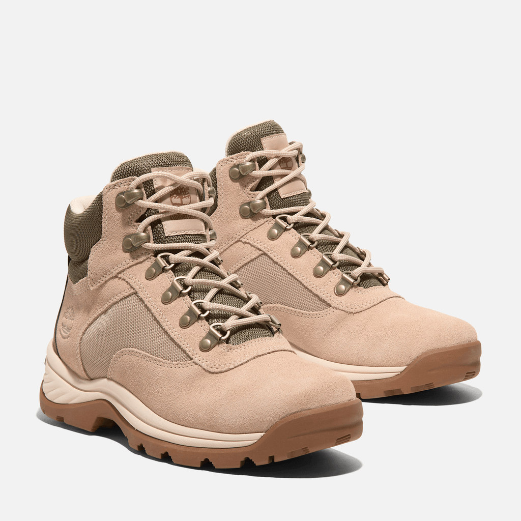 Womens White Ledge Mid Waterproof Hiking Boot TBL Light Beige Suede ALT4