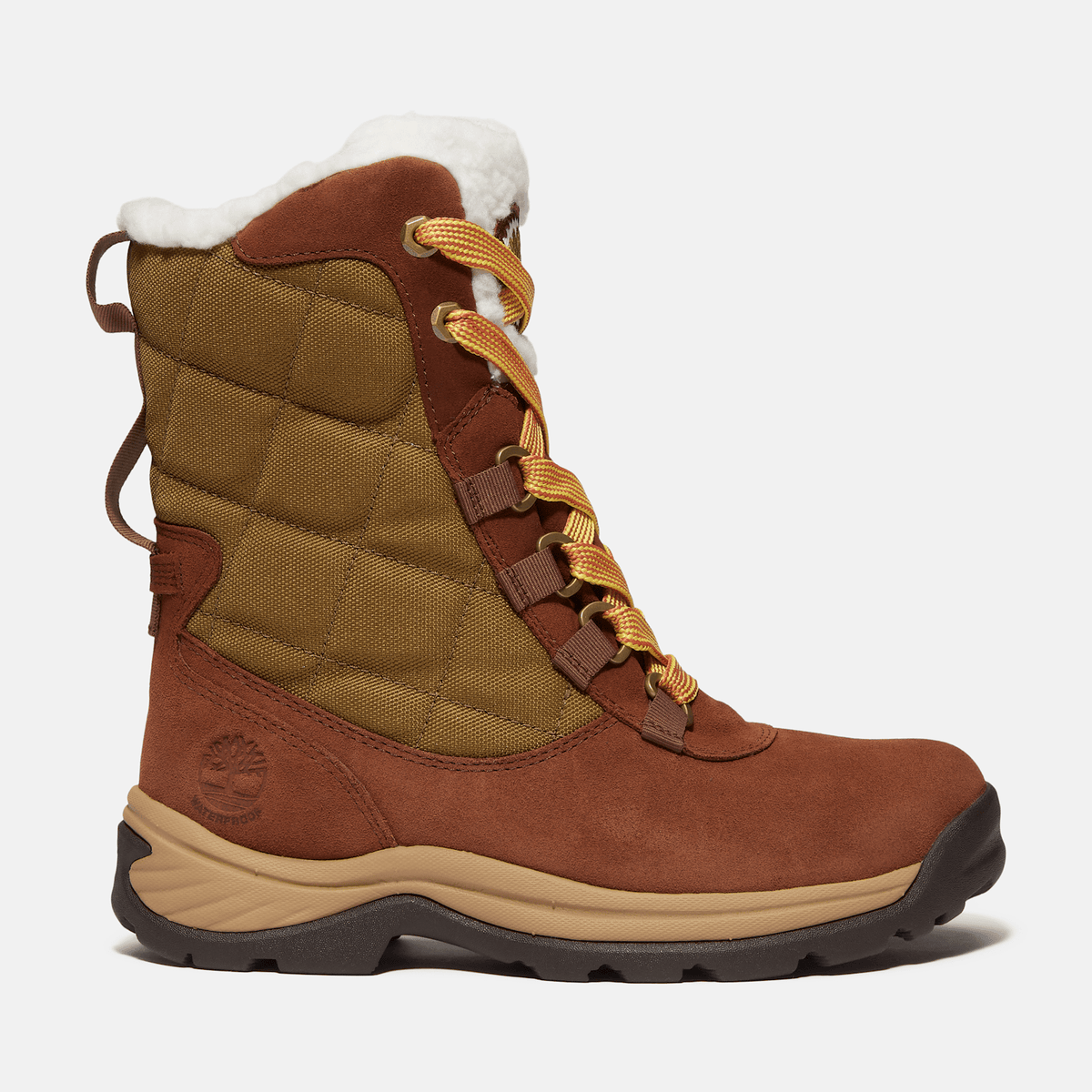 Womens White Ledge Tall Waterproof Snow Boot TBL Medium Brown Suede HERO