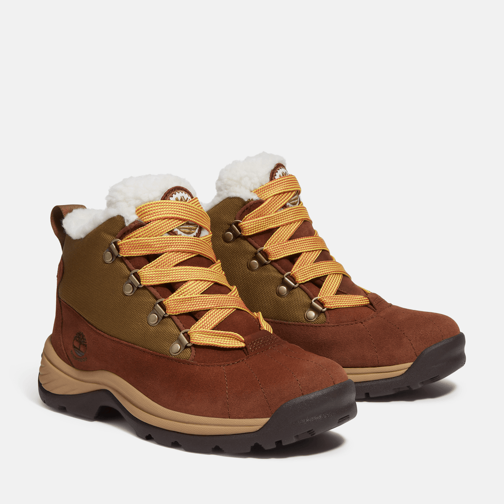 Womens White Ledge Waterproof Snow Boot TBL Brown SuedeGold ALT4