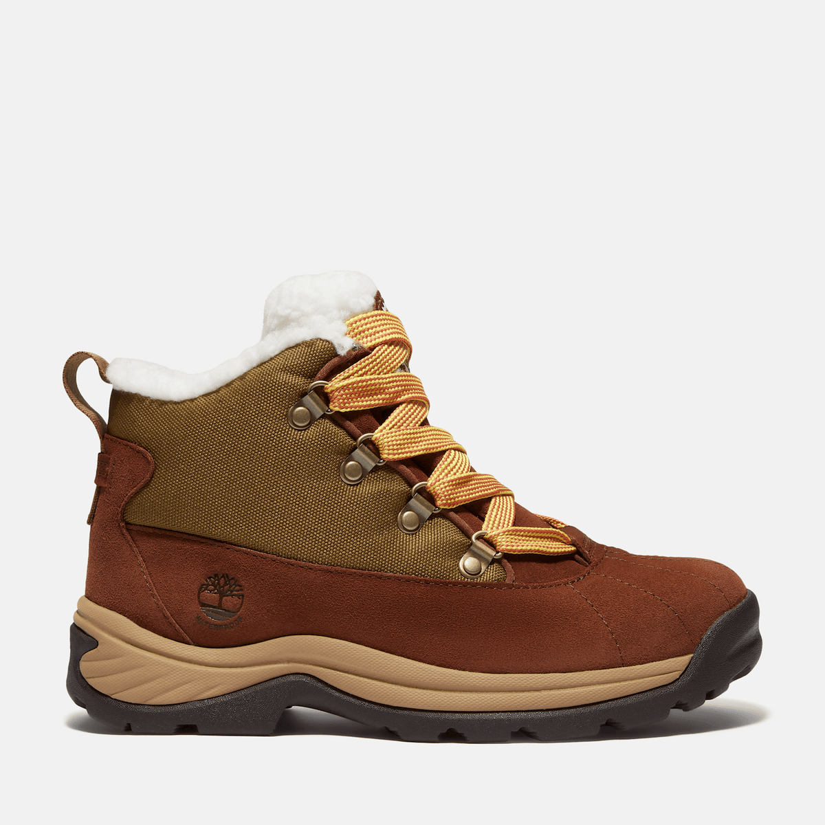 Womens White Ledge Waterproof Snow Boot TBL Brown SuedeGold HERO