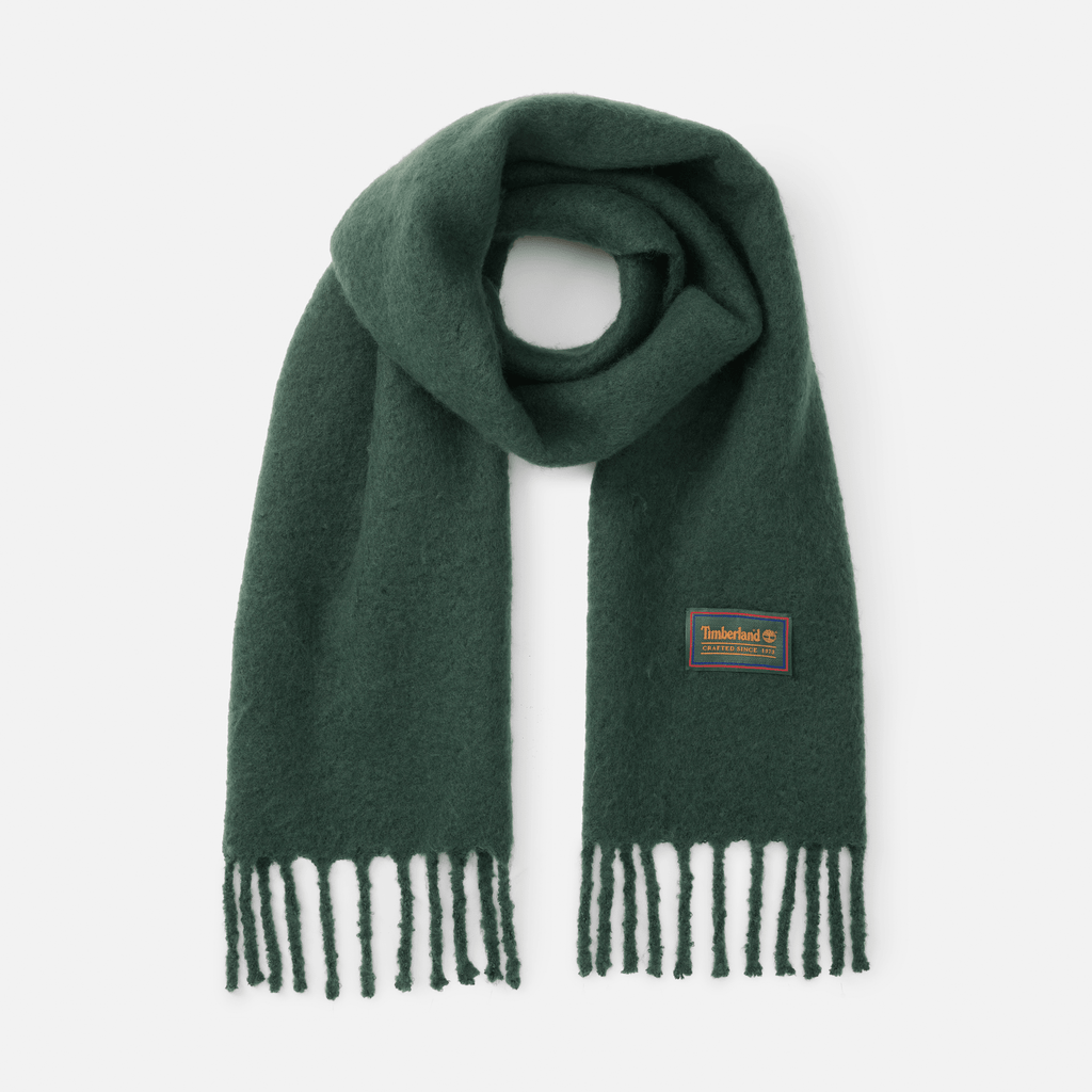Womens Woven Tassel Scarf TBL Darkest Green HERO