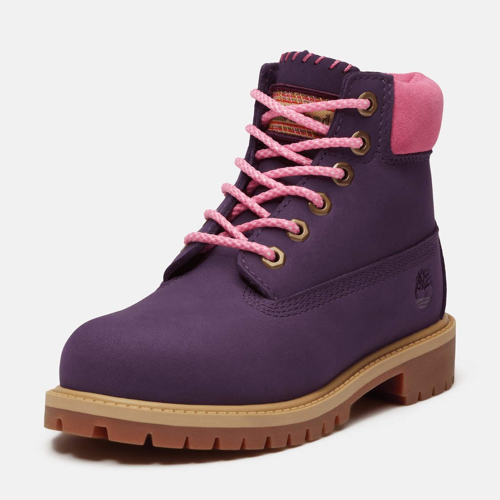 Youth Timberland Premium 6Inch Waterproof Boot TBL Dark Purple NubuckPink ALT10