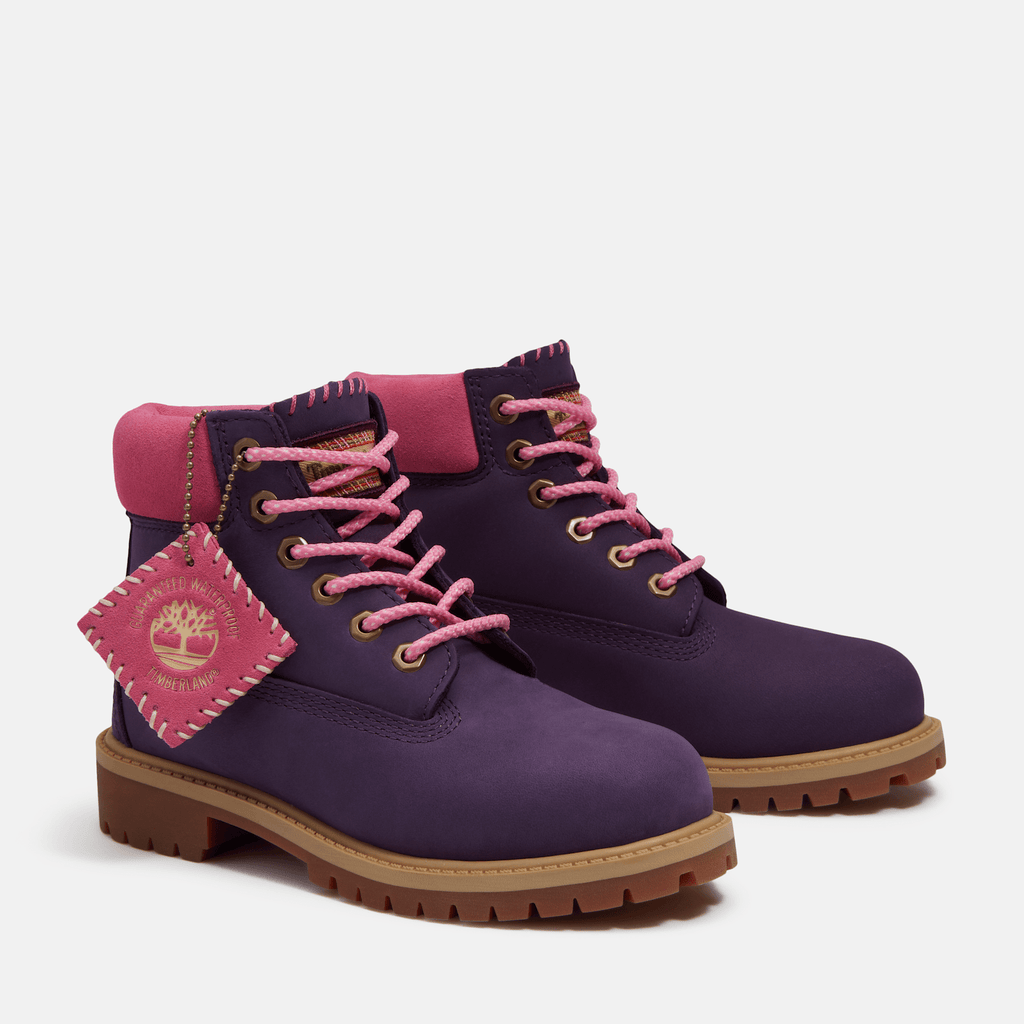 Youth Timberland Premium 6Inch Waterproof Boot TBL Dark Purple NubuckPink ALT4