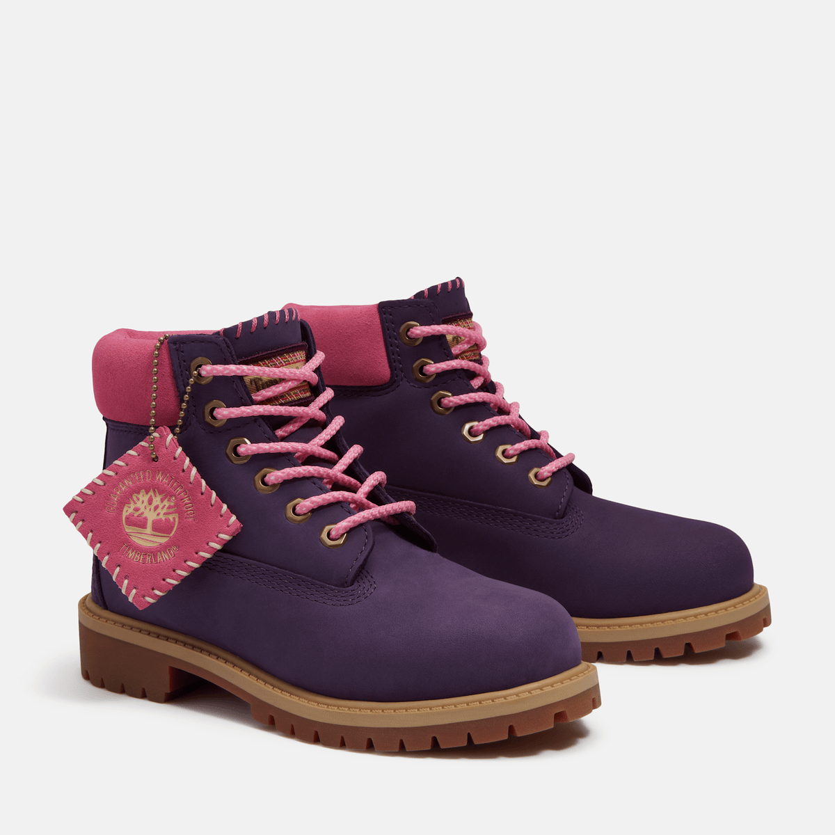 Youth Timberland Premium 6Inch Waterproof Boot TBL Dark Purple NubuckPink ALT4