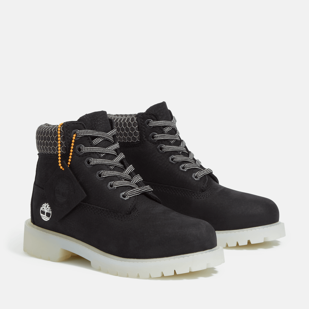 Youth Timberland Premium 6Inch Waterproof Boot TBL Black Nubuck ALT4