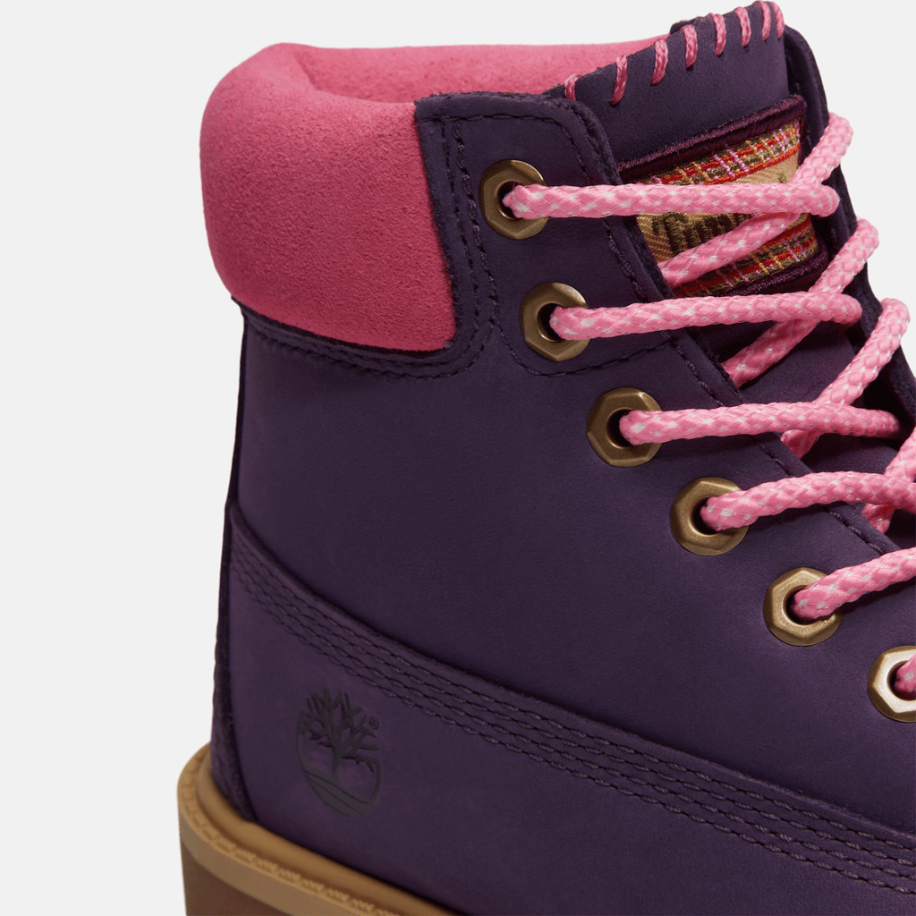 Youth Timberland Premium 6Inch Waterproof Boot TBL Dark Purple NubuckPink ALT7