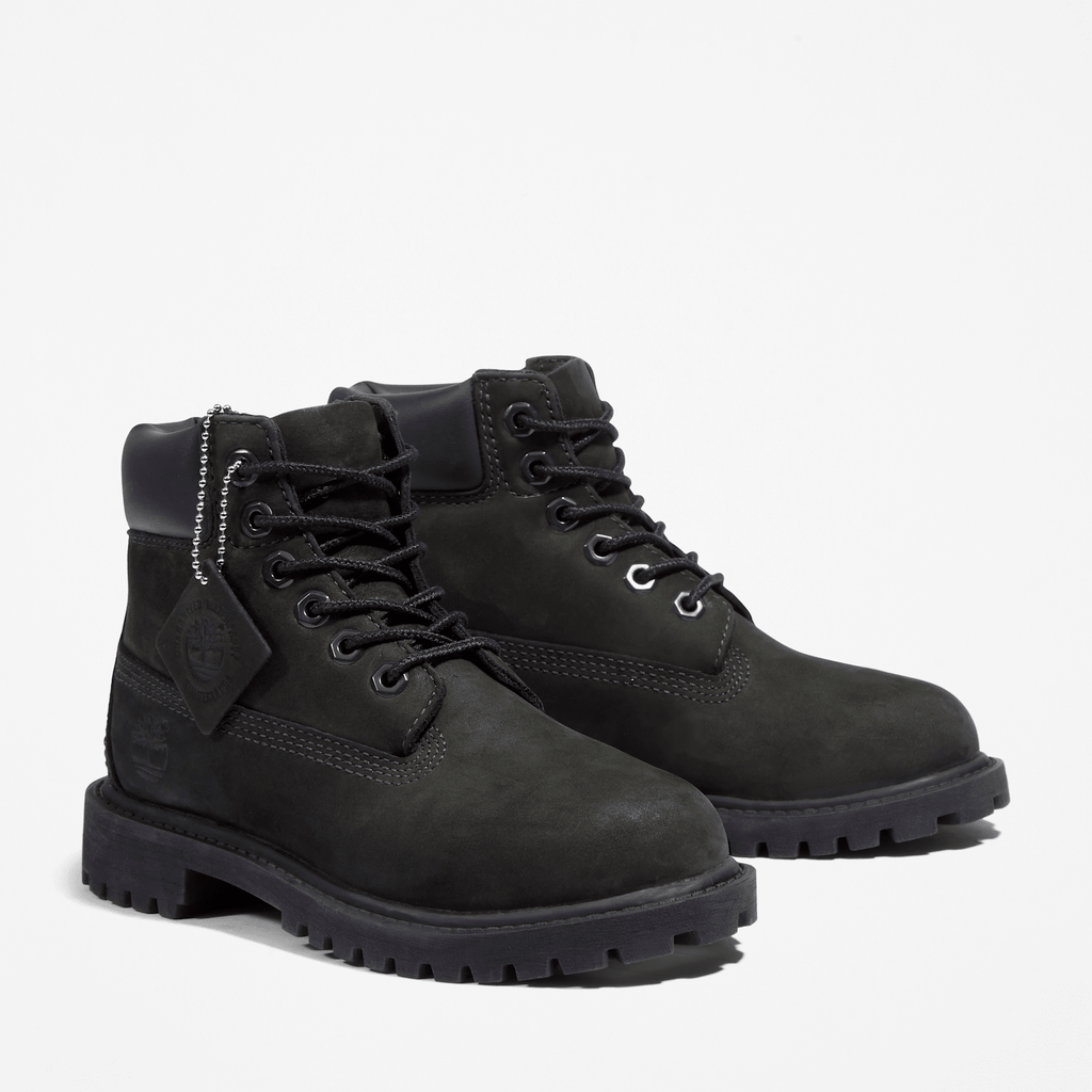 Youth Timberland Premium 6Inch Waterproof Boot TBL Black Nubuck ALT4