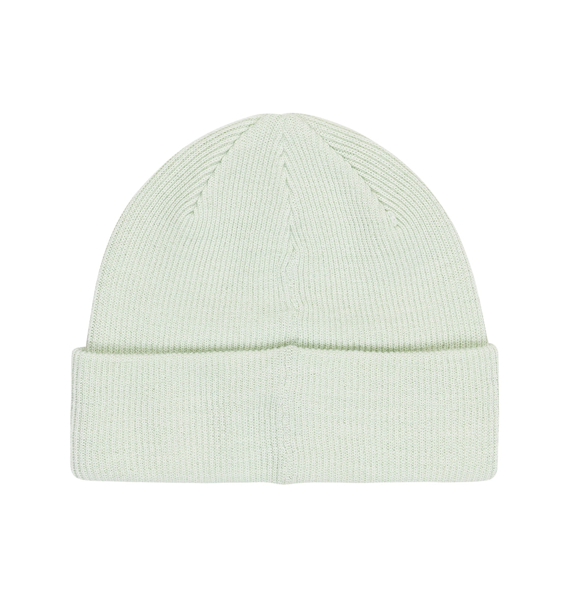A light green, ribbed knit Women’s Label Beanie by DC Shoes with a folded brim, displayed on a white background.
