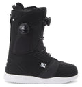 Introducing the Women’s Lotus BOA® Snowboard Boots by DC Shoes—featuring a sleek black design with a white UNILITE outsole, the iconic DC logo, and a Dual Zone BOA® Fit System for a customized fit.