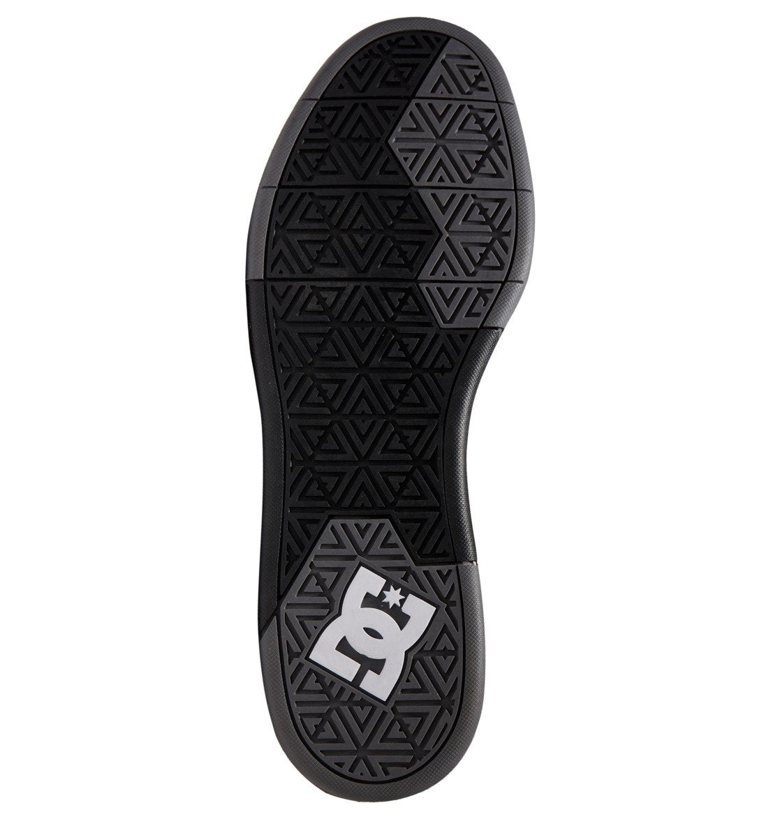 The Men’s DC Cure Shoes by DC Shoes feature a black sole with a geometric triangular tread pattern for durable grip and everyday style, highlighted by a white DC Shoes logo near the heel. Crafted with premium leather nubuck materials, these shoes provide lasting comfort and enhance the sleek design.