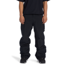 A person stands facing forward against a plain white background, wearing DC Shoes Men’s Insulated Chino Pants, a black T-shirt, black shoes, and a silver bracelet. Their face is not visible.