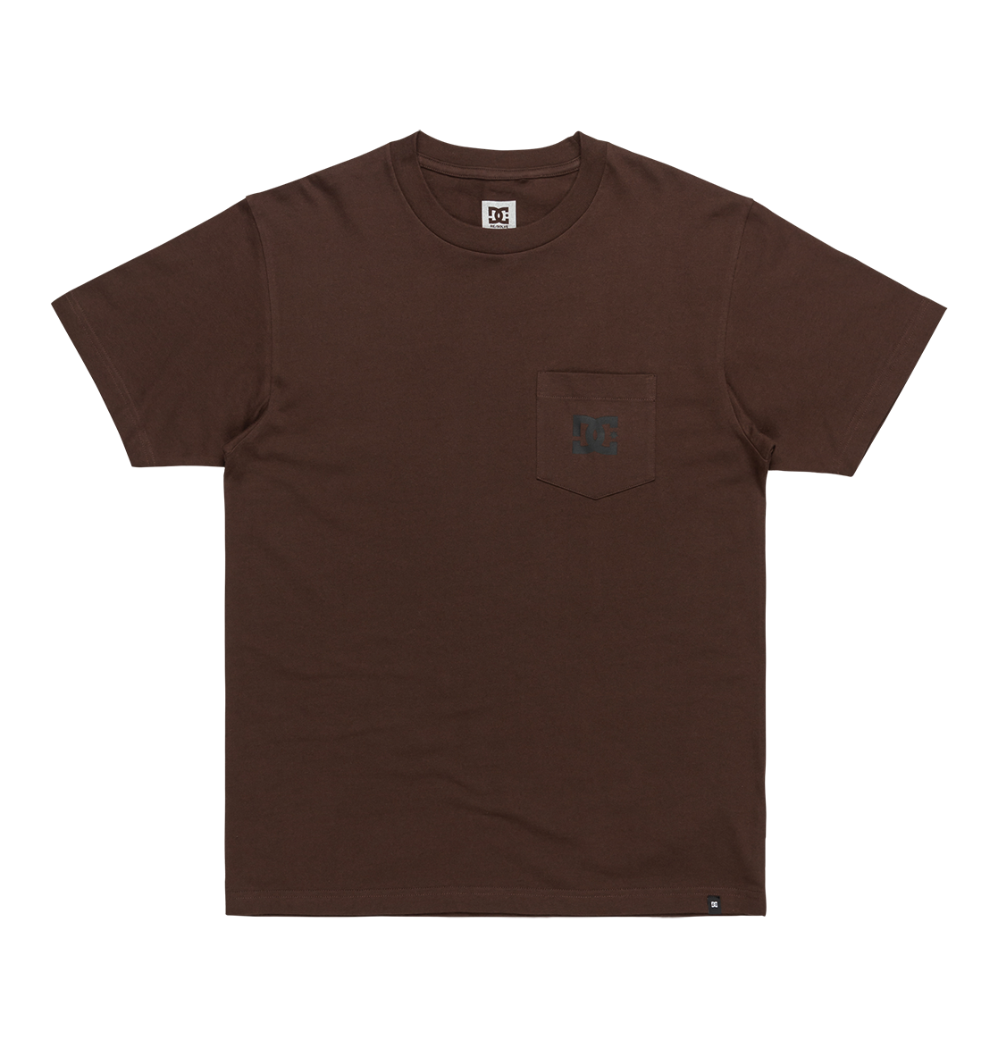 The Men's DC Star Pocket Tee by DC Shoes is a relaxed fit brown cotton t-shirt with short sleeves, a chest pocket, and a small DC logo on the pocket, shown against a white background.