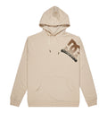 Men’s Solid Lefty Hoodie by DC Shoes in beige streetwear style, featuring a front pocket, an adjustable hood with drawstrings, and a bold brown and black DC Shoes logo on the upper left chest for standout style.