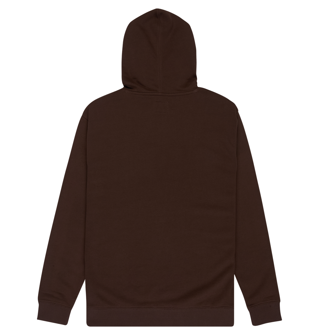 The Men's DC Star Hoodie by DC Shoes is a dark brown pullover with long sleeves and a hood, shown from the back against a white background.