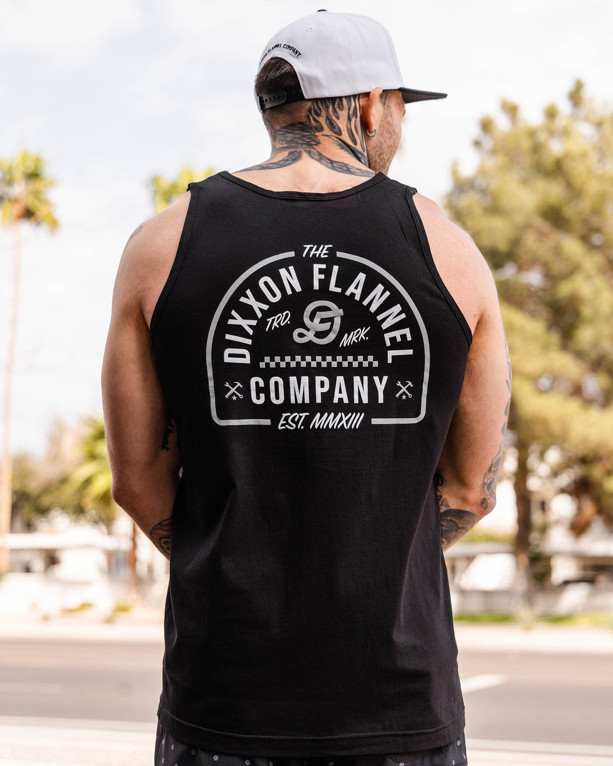 White & Silver The Dixxon Flannel Tank - Black